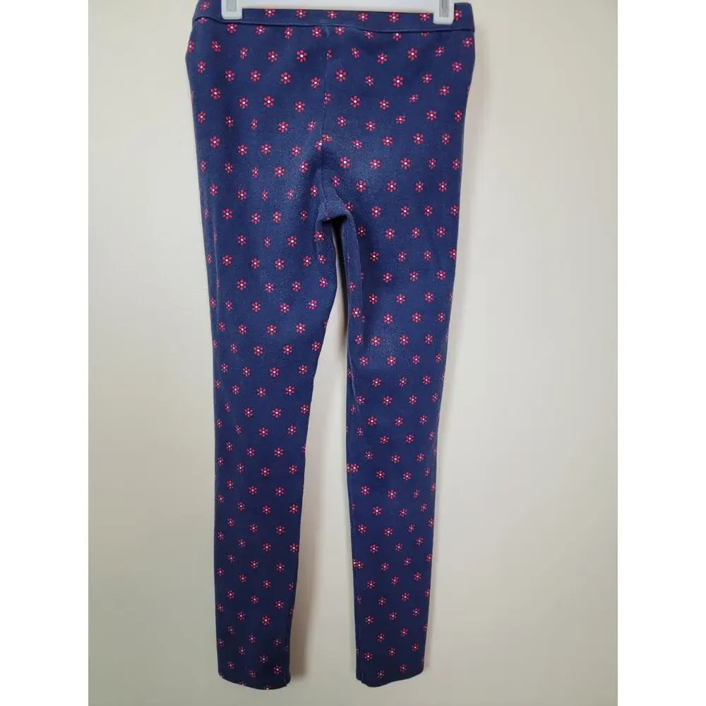 Janie and Jack Navy and Red Floral Girls Leggings Size 12